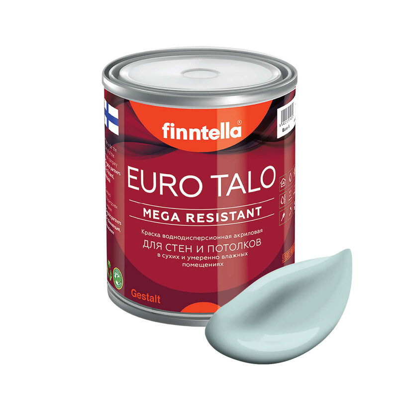 

Краска EURO TALO, цвет AAMU, 0,9л, Голубой, экстраматовая EURO TALO FlatMatte для гостиной и спальни