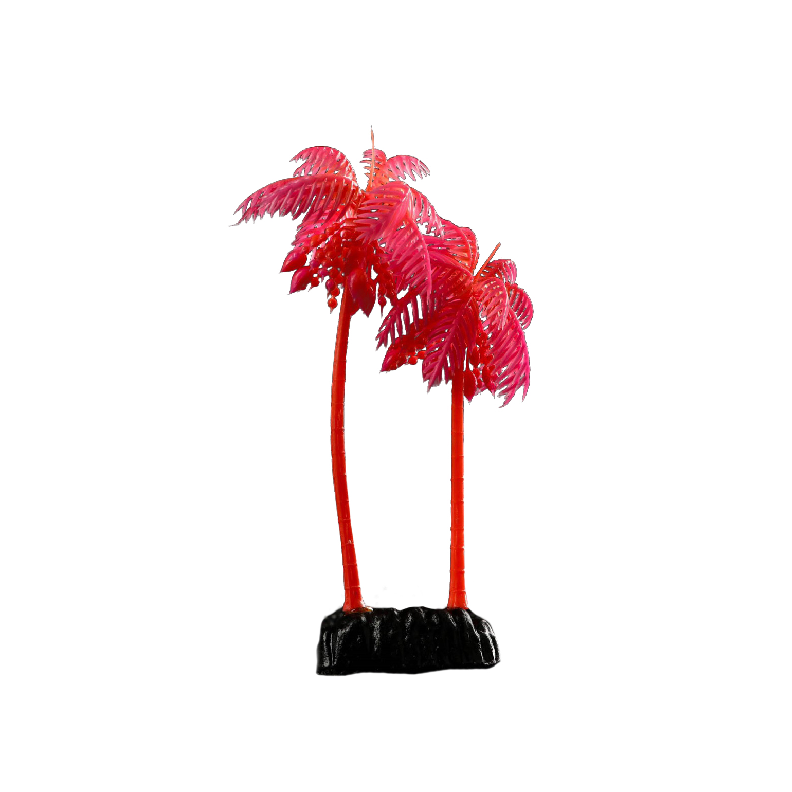 Растение Пижон Аква искусственное аквариумное Пальма, светящееся, 18 см, красное