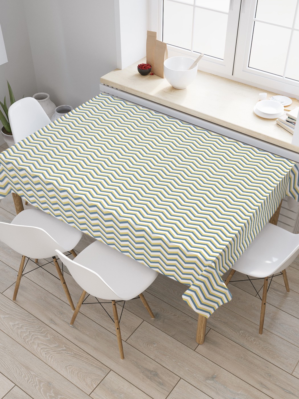 

Скатерть прямоугольная JoyArty "Вертикальные зигзаги" из оксфорда, 120x145 см, Белый, Вертикальные зигзаги