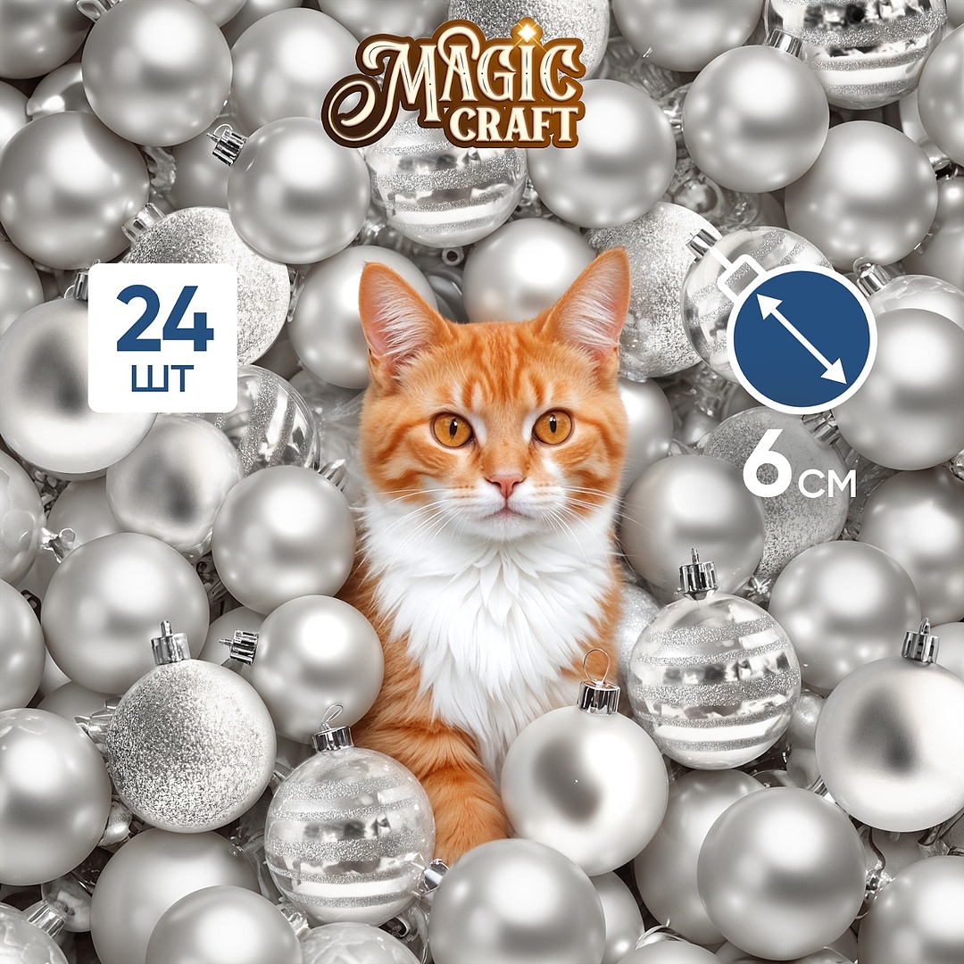 Елочные шары Magic Craft 24 шт серебристые