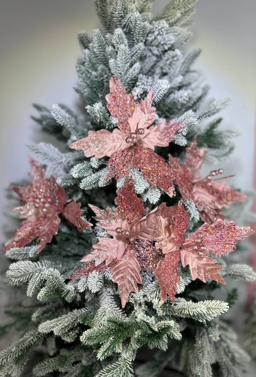 

Новогоднее украшение- Цветок с ягодами Merry Christmas розовый 5 шт. 18791