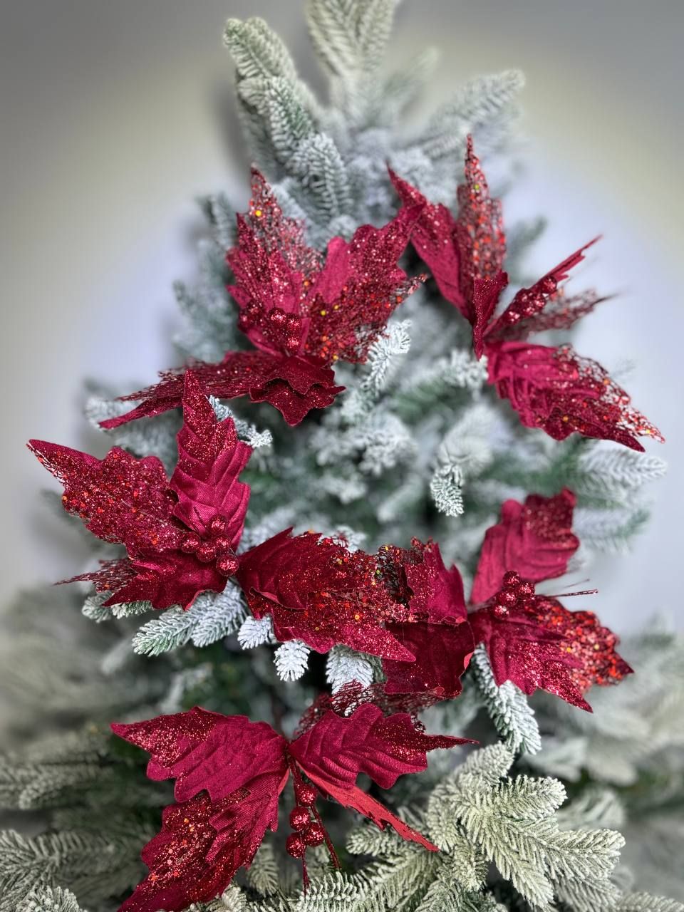 

Новогоднее украшение- Цветок с ягодами Merry Christmas красный 5 шт. 18788