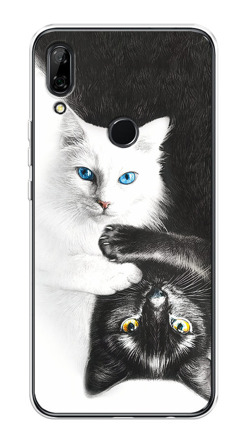 

Чехол на Honor 9X/Huawei P Smart Z "Коты Инь-Янь", Черный;белый;голубой, 69950-1