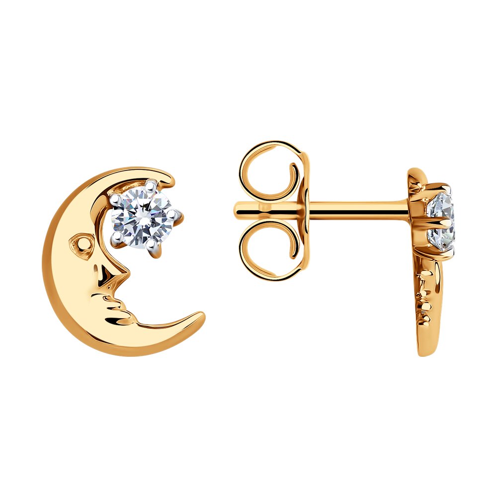 

Серьги пусеты из красного золота SOKOLOV 029746, фианит, 029746
