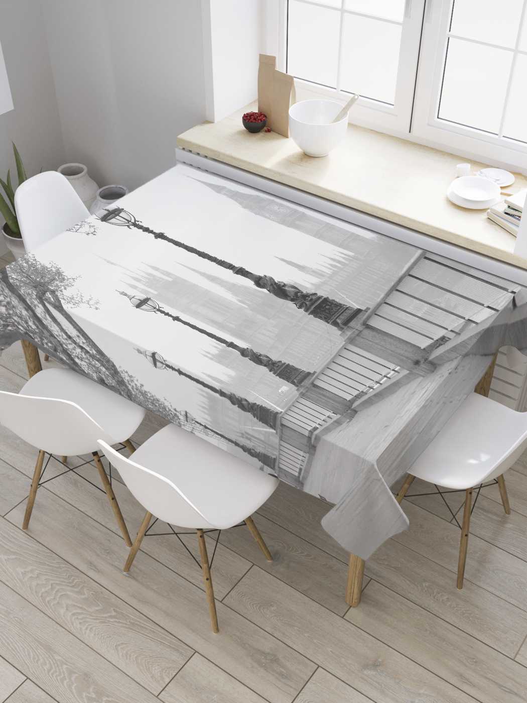 

Скатерть прямоугольная JoyArty "Напротив биг бена" из оксфорда, 180x145 см, Серый, Напротив биг бена