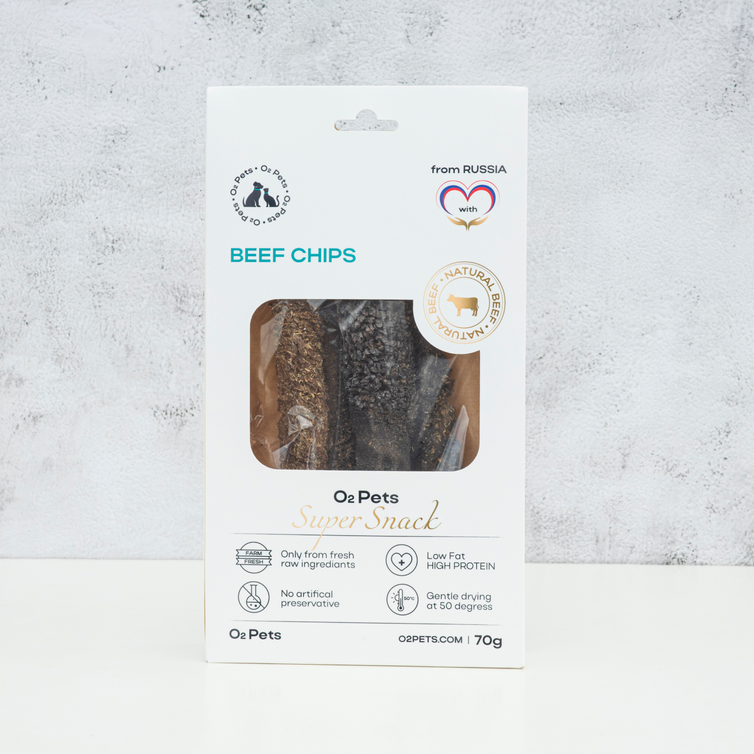 Лакомство для собак O2 Pets Beef Chips рубец говяжий, 70 г