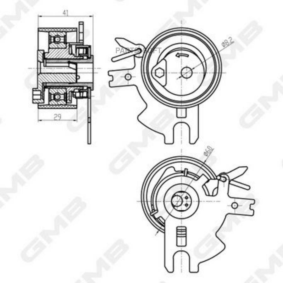 

РОЛИК ГРМ FORD FOCUS (03-) (2.0 TD) PEUGEOT 306 (03-) (2.0) НАТЯЖИТЕЛЯ GMB