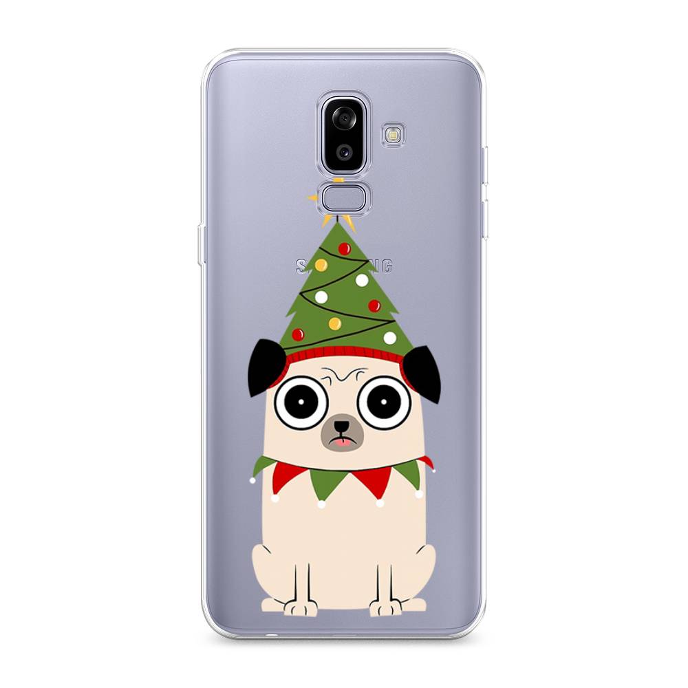 

Чехол на Samsung Galaxy J8 "Собачка с ёлочкой", Бежевый;красный;зеленый, 26550-1