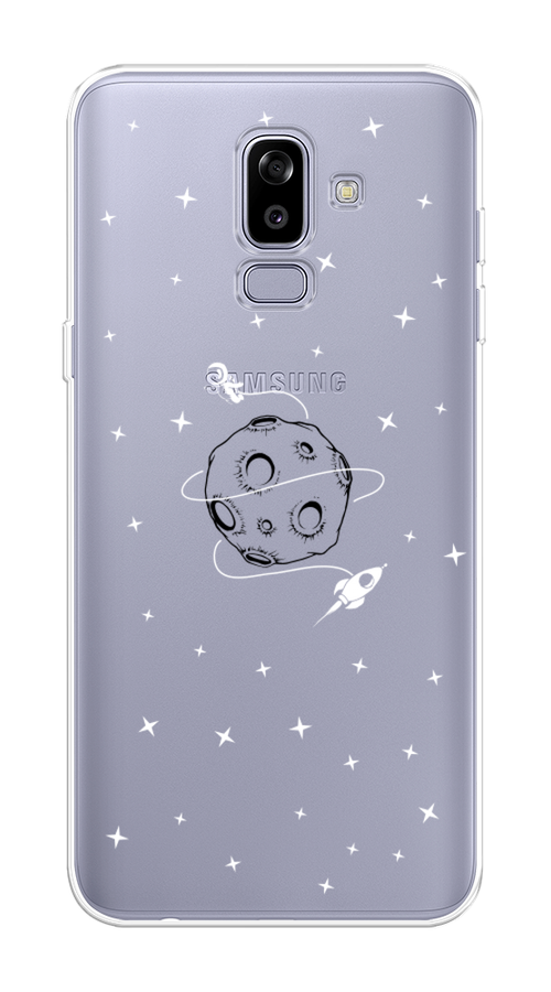

Чехол на Samsung Galaxy J8 "Полет вокруг луны", Белый;серый;черный, 26550-2