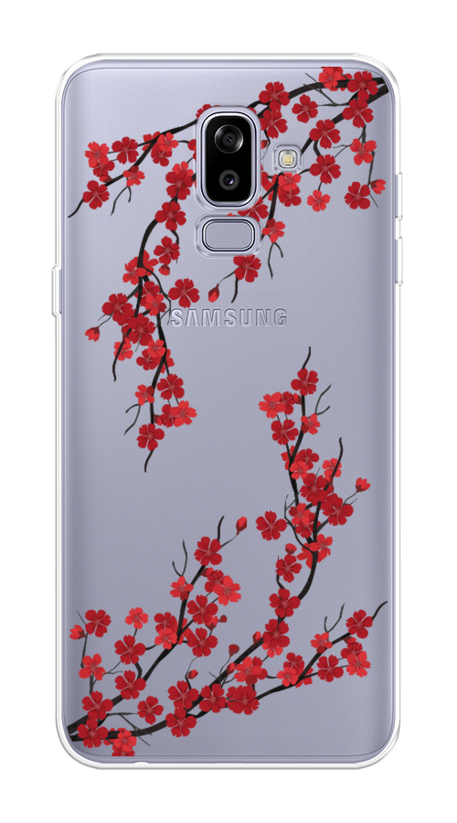 

Чехол на Samsung Galaxy J8 "Красная сакура", Красный;черный, 26550-2
