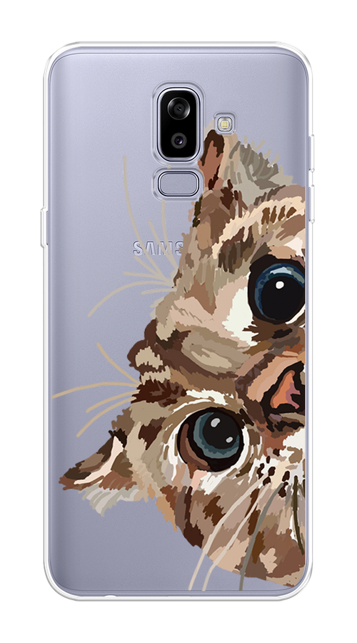 

Чехол на Samsung Galaxy J8 "Любопытный кот", Коричневый;синий;черный, 26550-1