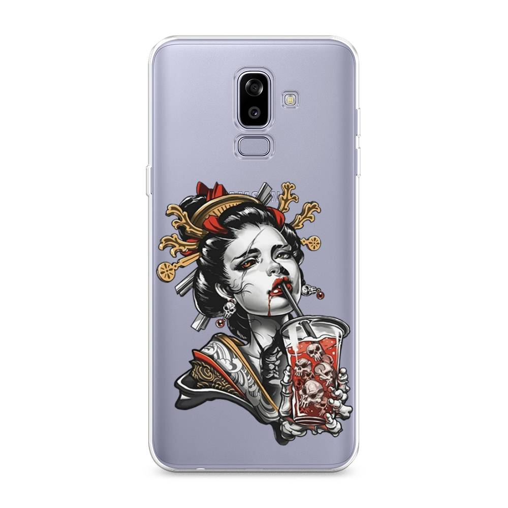 

Чехол на Samsung Galaxy J8 "Опасная гейша", Красный;черный;серый, 26550-4