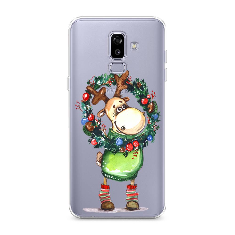 

Чехол на Samsung Galaxy J8 "Олень с новогодним венком", 26550-4