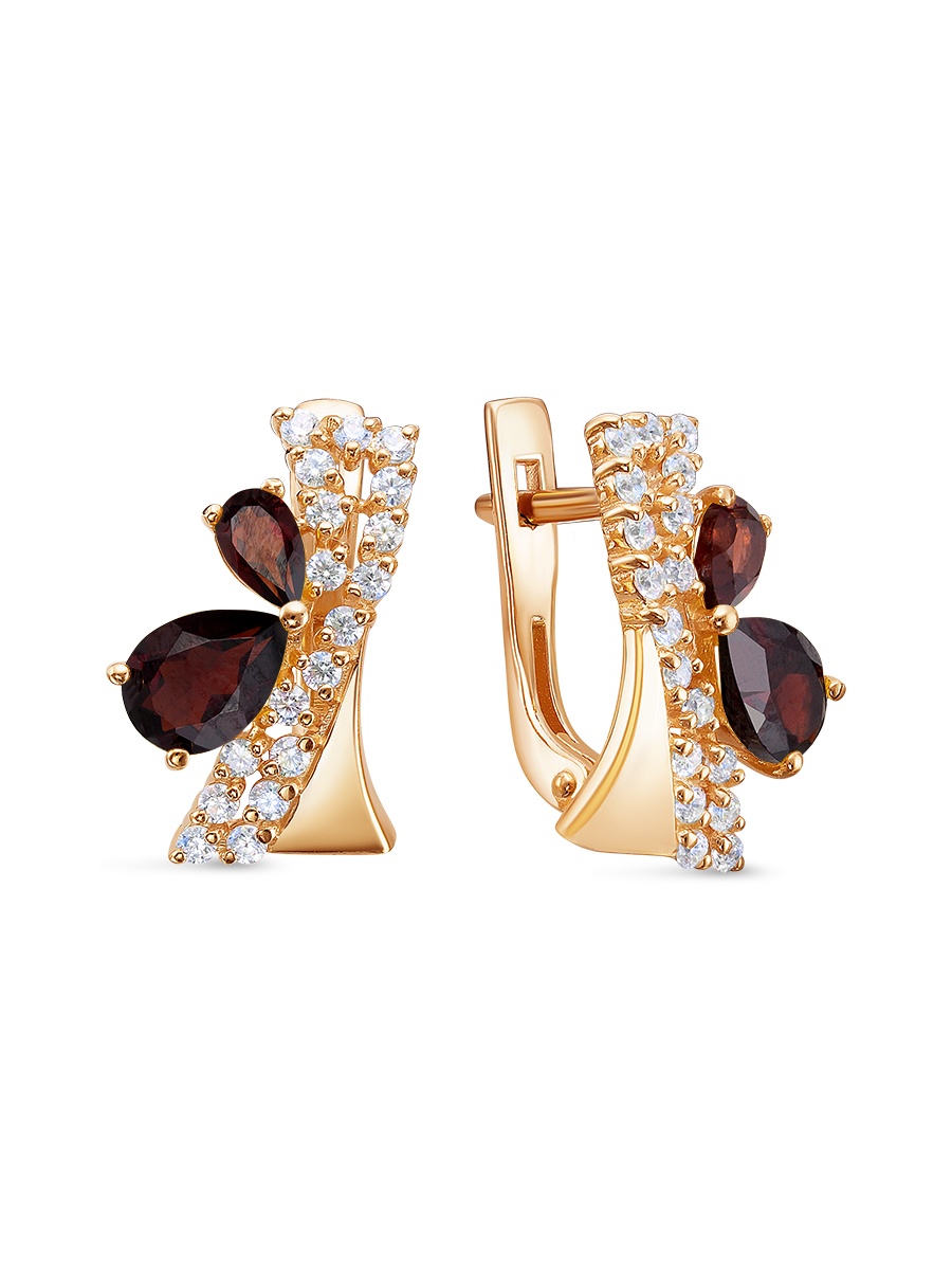 

Серьги из серебра с гранатом/фианитом SamoroDki Jewelry 2-04-273-03з, 2-04-273-03з