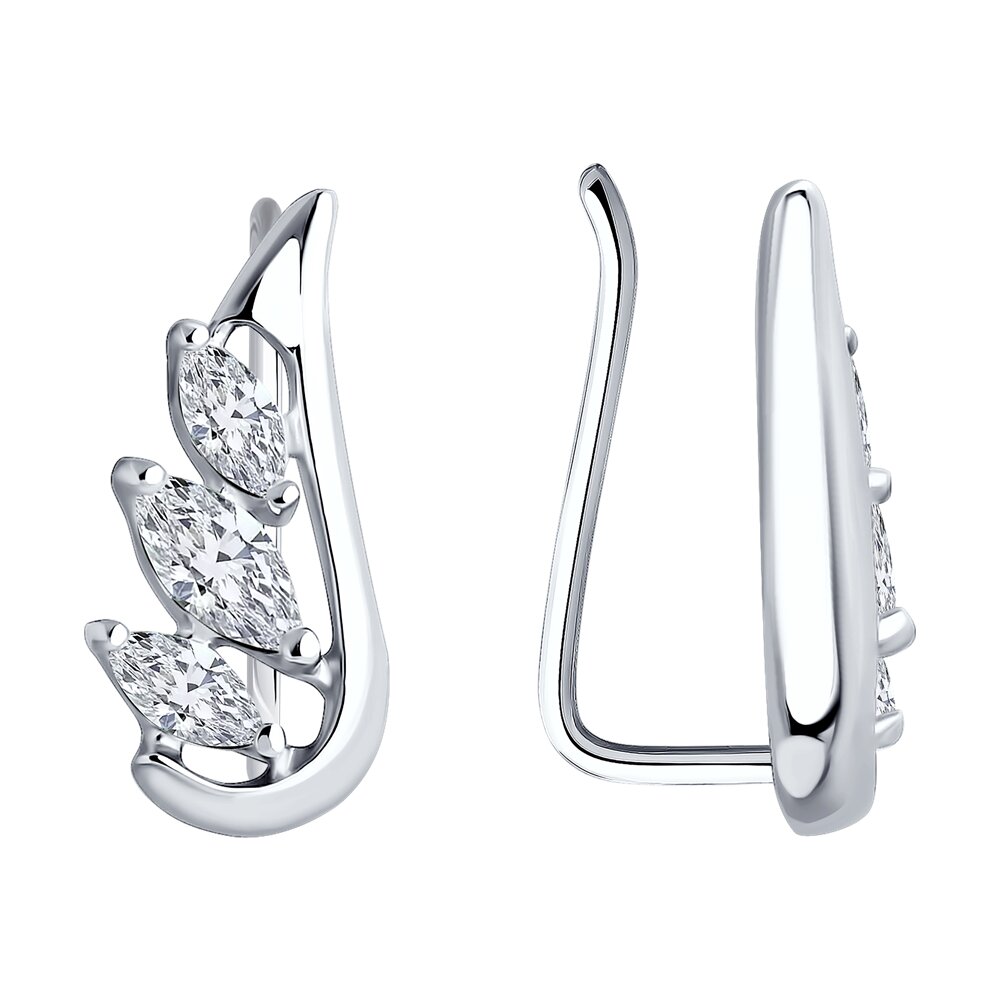 

Серьги клаймберы из серебра SOKOLOV 94026579, фианит, 94026579