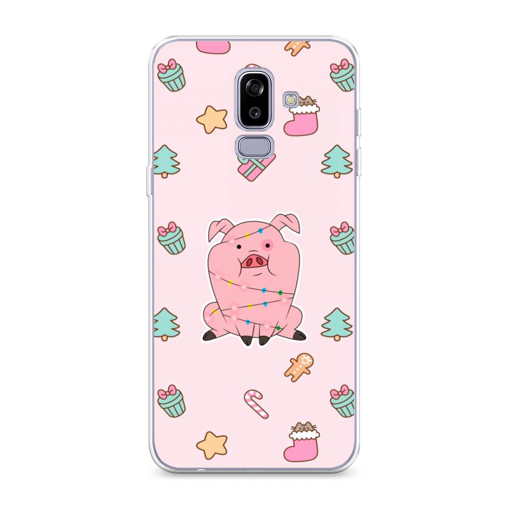 

Чехол на Samsung Galaxy J8 "Розовая свинка", Розовый;зеленый, 26550-5