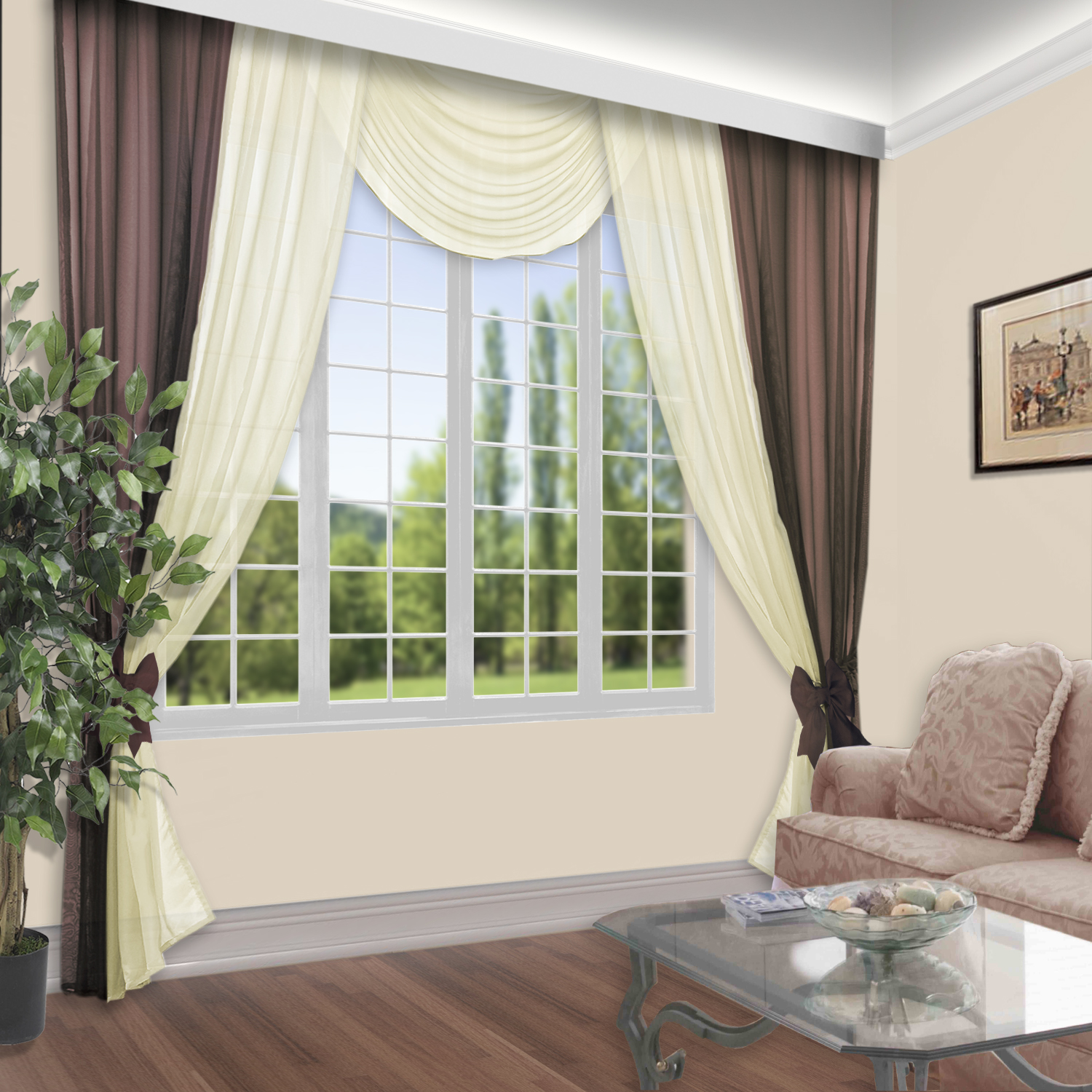 

Классическая штора КаСЛ Sharin, 200x250/160x80 см, крем/шоколад, 81010, Sharin