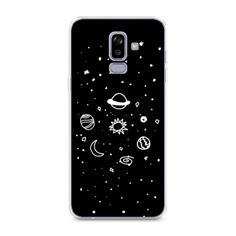 

Чехол на Samsung Galaxy J8 "Дудл солнечной системы", Бежевый;серый, 26550-2