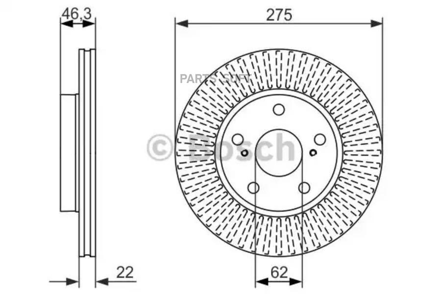 

0 986 479 341_диск тормозной перед.d=275/62,w=22/19,5 отв.toyota auris/corolla1.3/1.4/1.6