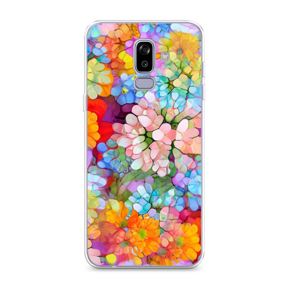 

Чехол на Samsung Galaxy J8 "Цветы витраж", Оранжевый;розовый;голубой, 26550-3