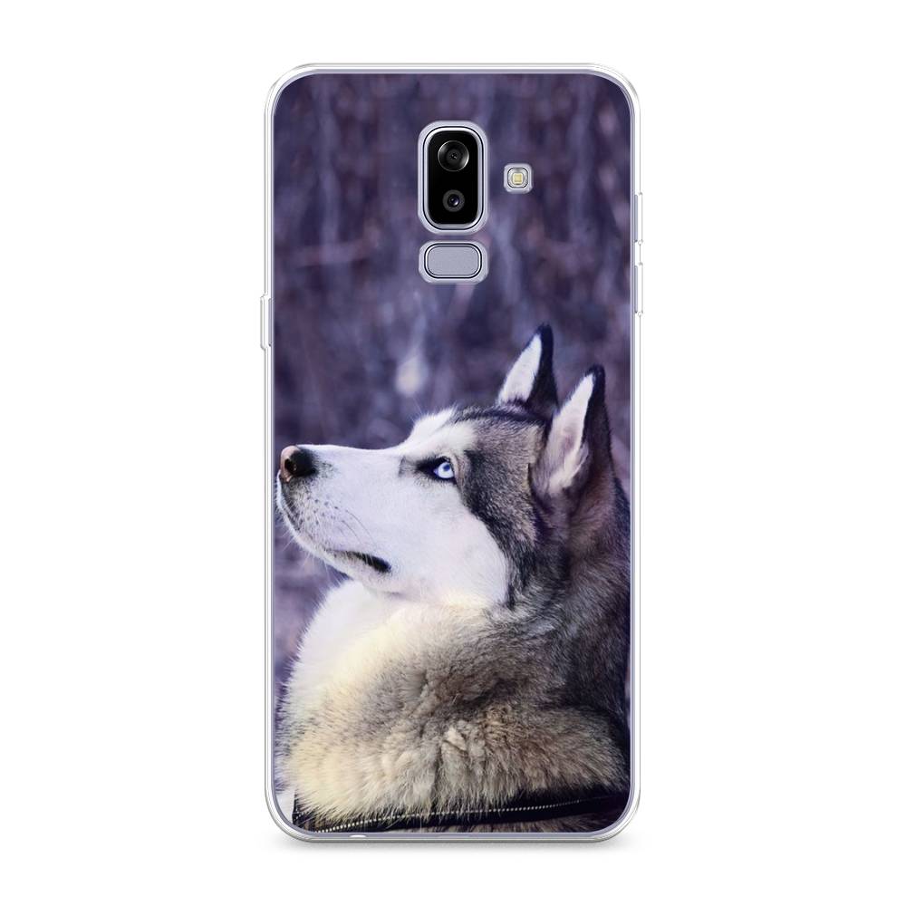 

Чехол на Samsung Galaxy J8 "Хаски 1", Фиолетовый;белый, 26550-1