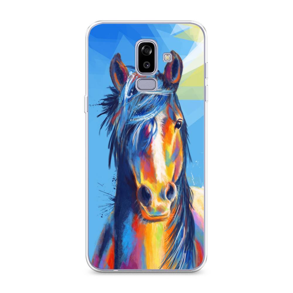 

Чехол на Samsung Galaxy J8 "Лошадь арт 3", Голубой;желтый;синий, 26550-1