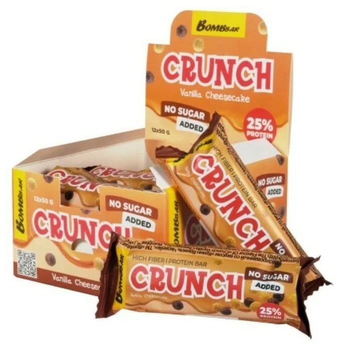 Батончик Bombbar, CRUNCH Protein Bar, набор 30шт по 50г (Ванильный чизкейк)