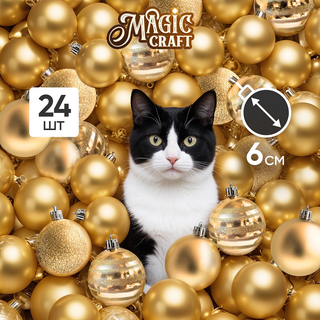 Елочные шары Magic Craft 24 шт золотые