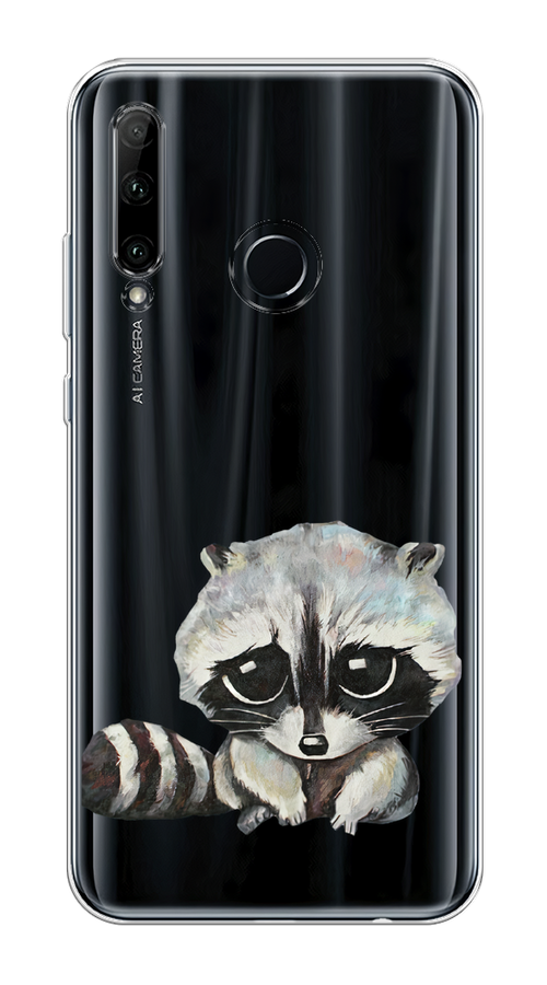 

Чехол на Honor 10i/20e, Huawei P Smart Plus 2019 "Большеглазый енот", Серый;черный;прозрачный, 68850-1