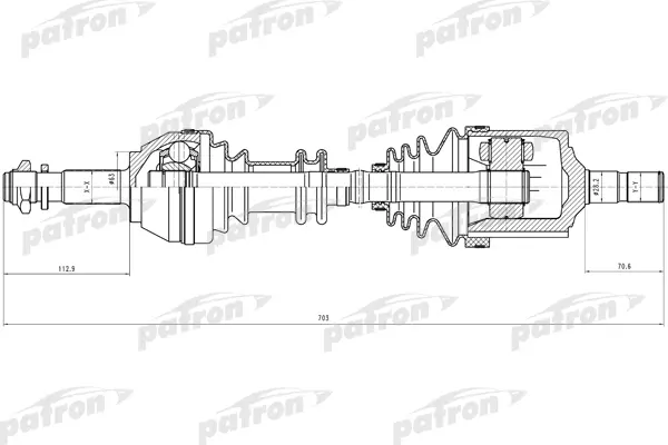 Полуось лев PEUGEOT: J5, CITROEN: C25,FIAT: Ducato 1.8-2.5TD PATRON PDS0082