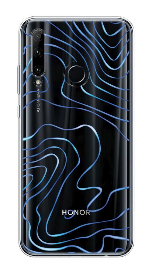 

Чехол на Honor 10i/20e/Huawei P Smart Plus 2019 "Blue lines", Прозрачный;синий, 68850-1