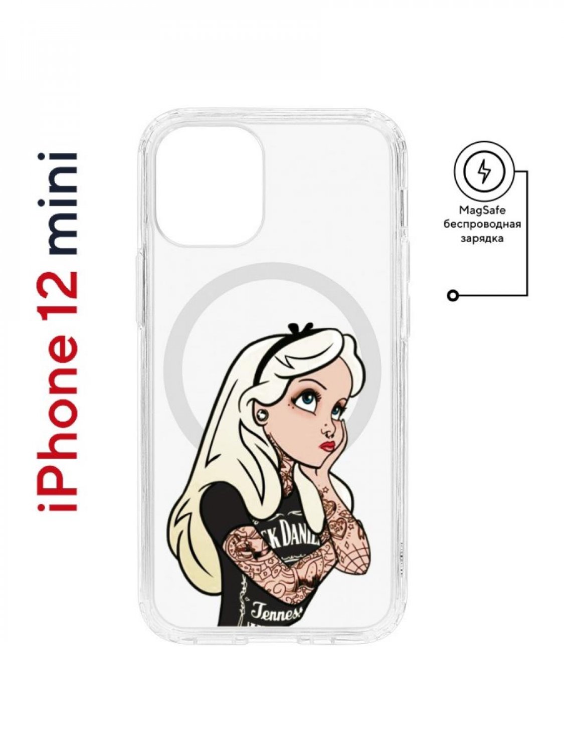 фото Чехол на iphone 12 mini magsafe kruche print tattoo girl противоударный с магнитом кruче