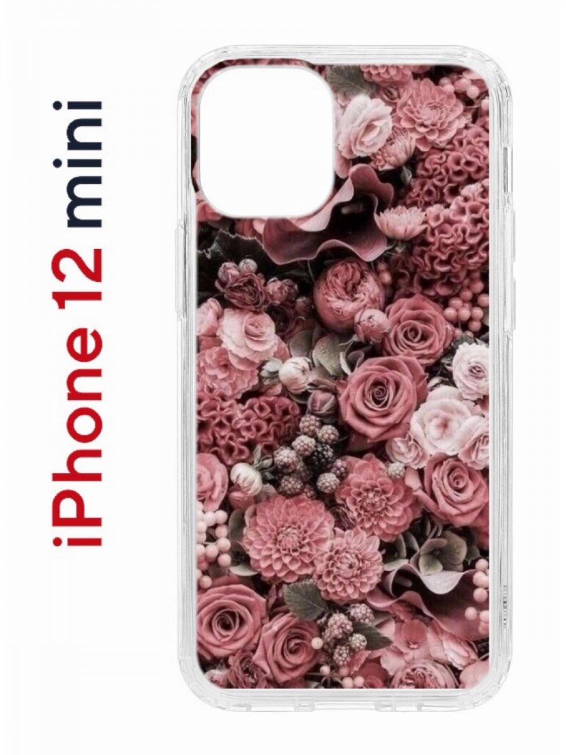 фото Чехол на iphone 12 mini с принтом kruche print цветы, бампер с защитой камеры кruче