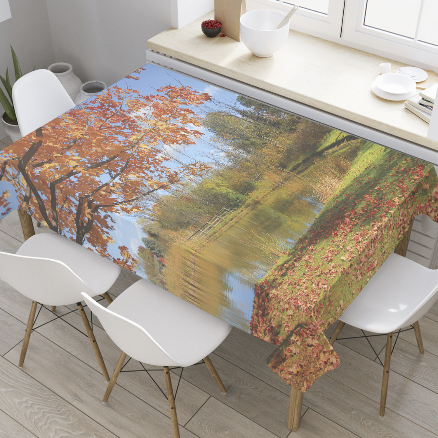 

Скатерть прямоугольная JoyArty "Осенние ветки" из оксфорда, 120x145 см, Коричневый, Осенние ветки