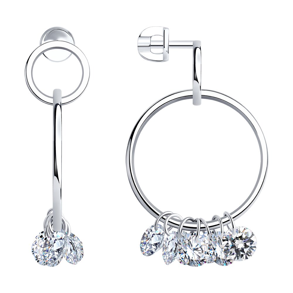 

Серьги подвески из серебра SOKOLOV 94025589, фианит, 94025589