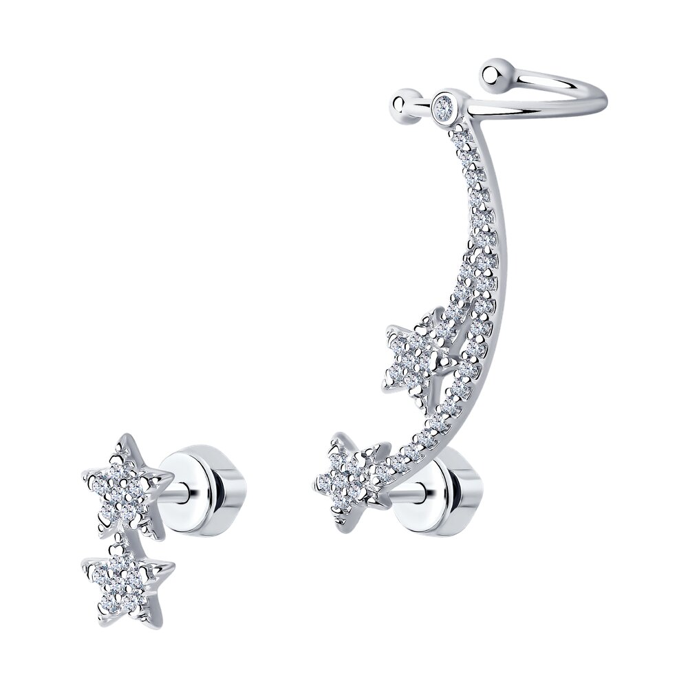 

Серьги каффы из серебра SOKOLOV 94025570, фианит, 94025570