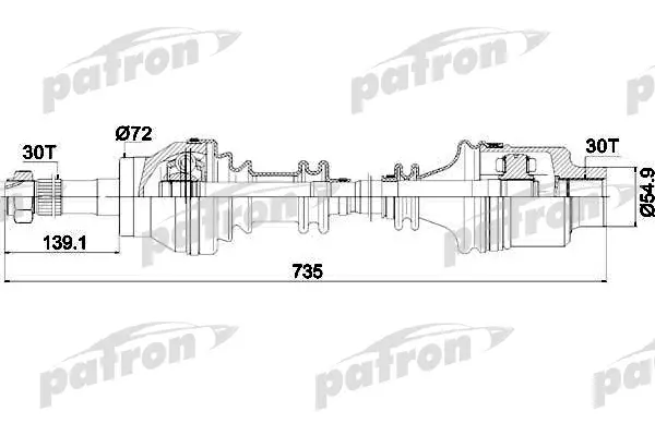 

Полуось Левправ Автобус Фургон PATRON PDS0093