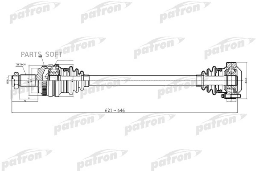 

Полуось задняя левая 30x645x69 ABS: 48T BMW: X3 04- PATRON PDS0237