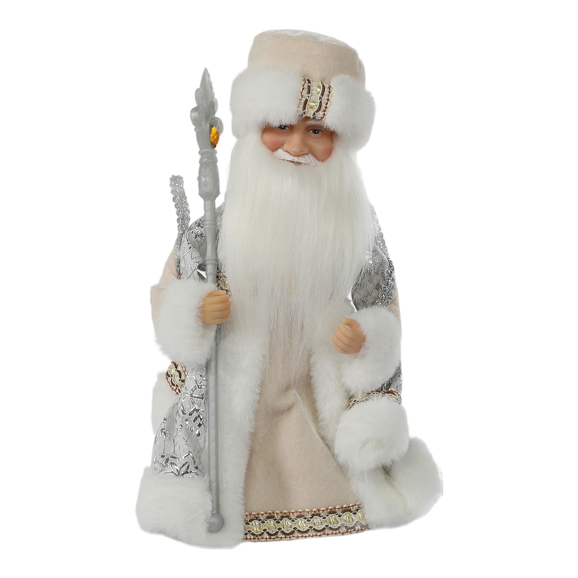Фигурка Sote Toys Дед Мороз в белой шубе белая 30 см