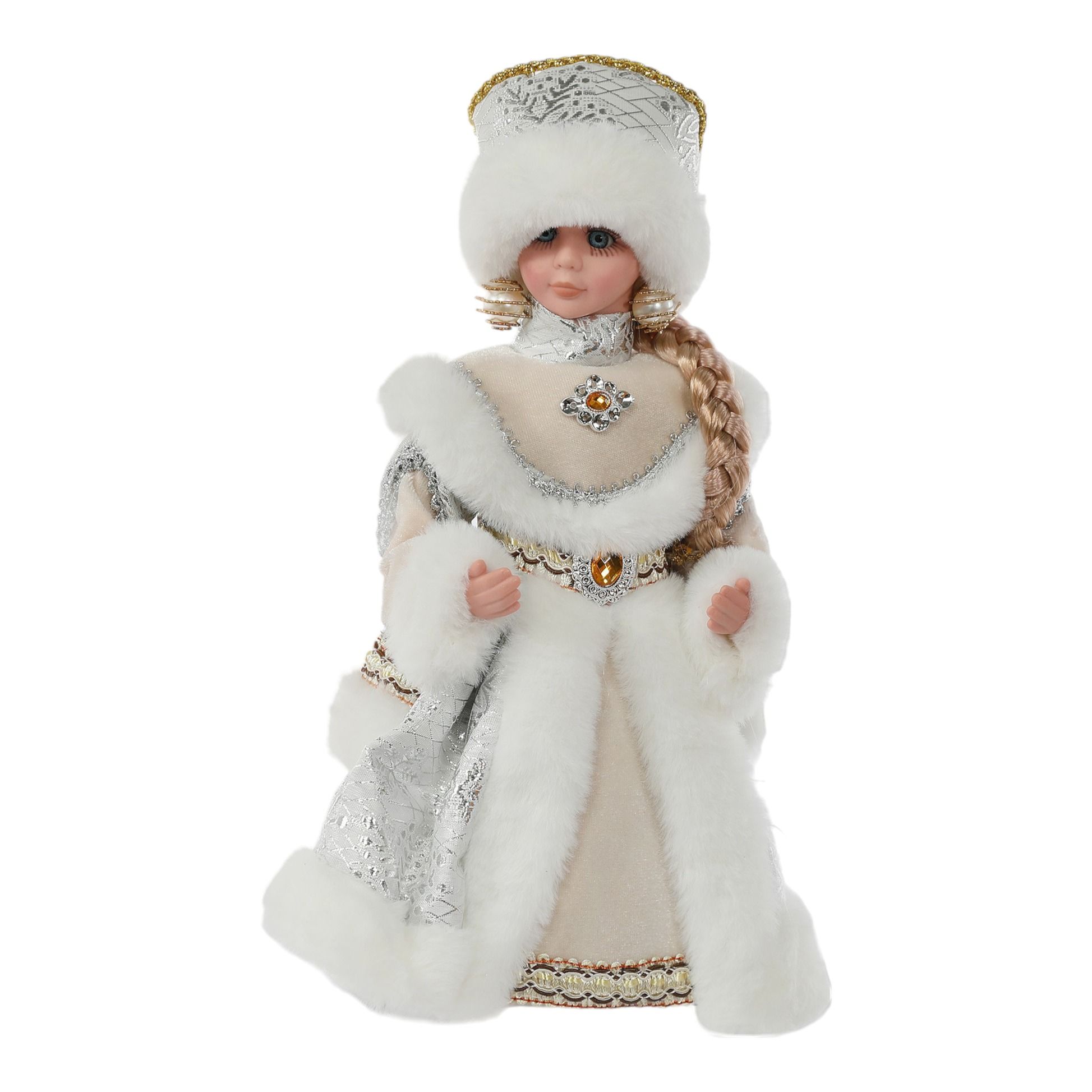 Фигурка Sote Toys Снегурочка в белой шубе белая 30 см