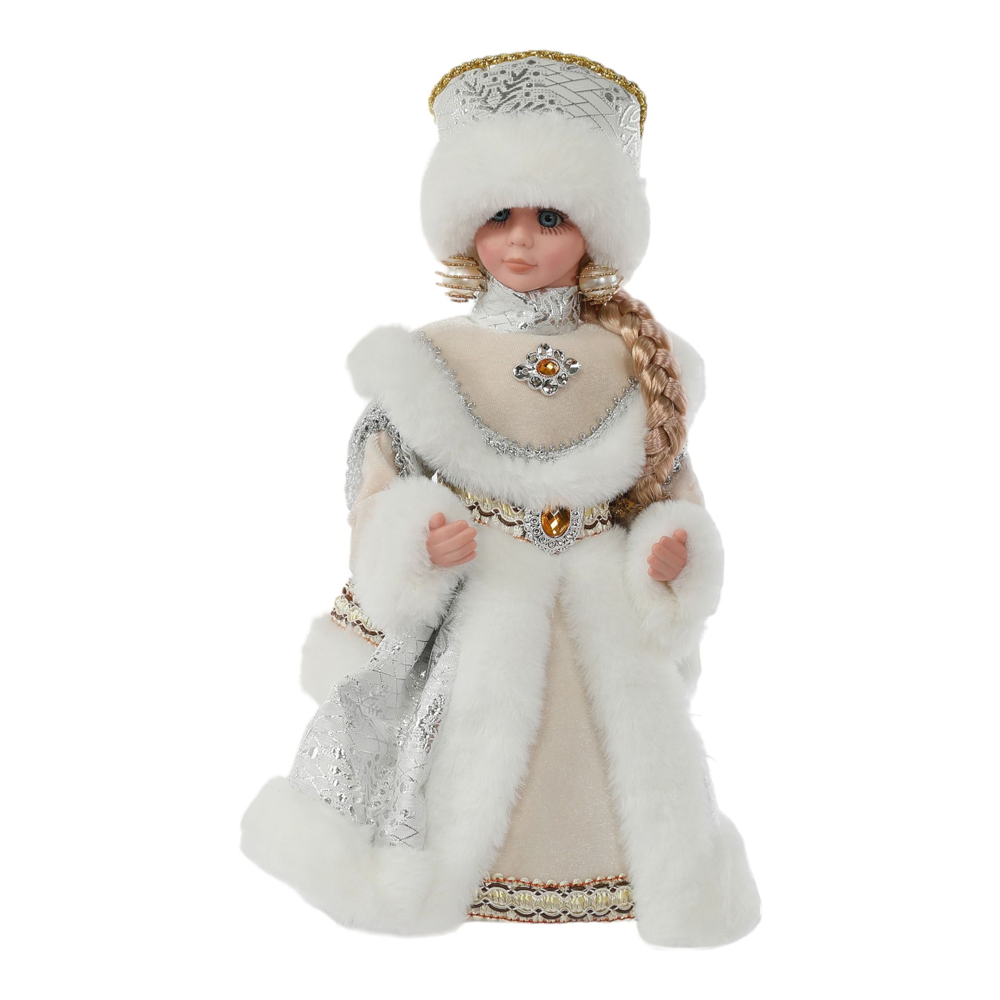 

Новогодняя фигурка Sote Toys Снегурочка в белой шубе 30 см, Белый, Снегурочка в белой шубе
