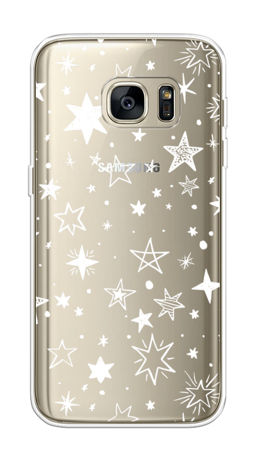 

Чехол Awog на Samsung Galaxy S7 "Звездочки графика белая", Прозрачный;белый, 24550-7