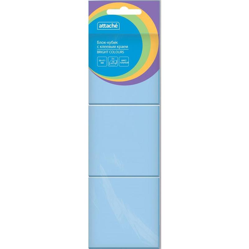 

Стикеры Attache Bright colours 38х51 мм пастельные голубые 3 блока по 100 листов, 1495378, Голубой