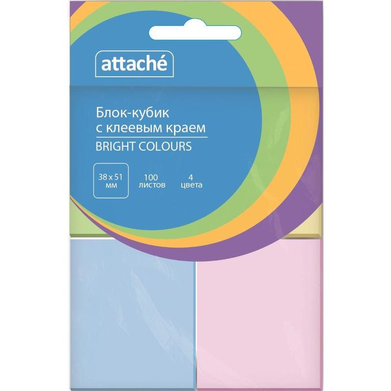 

Стикеры Attache Bright colours 38x51 пастельные 4 цвета 4 блока по 100 листов, 1495376, Разноцветный