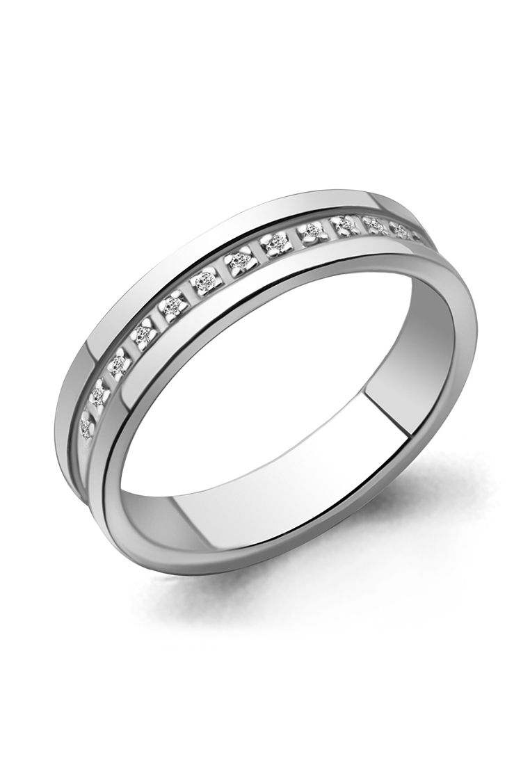 Кольцо обручальное из серебра с бриллиантом р. 18,5 Kari Jewelry 060051.5
