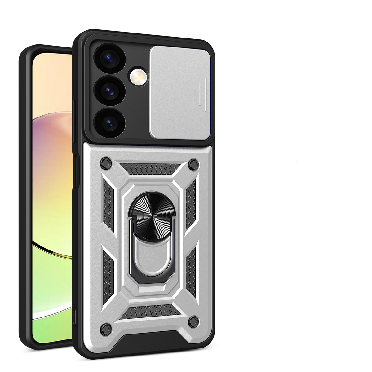 

Чехол с кольцом Bumper Case для Samsung Galaxy S24+, серебристый, Bumper Case