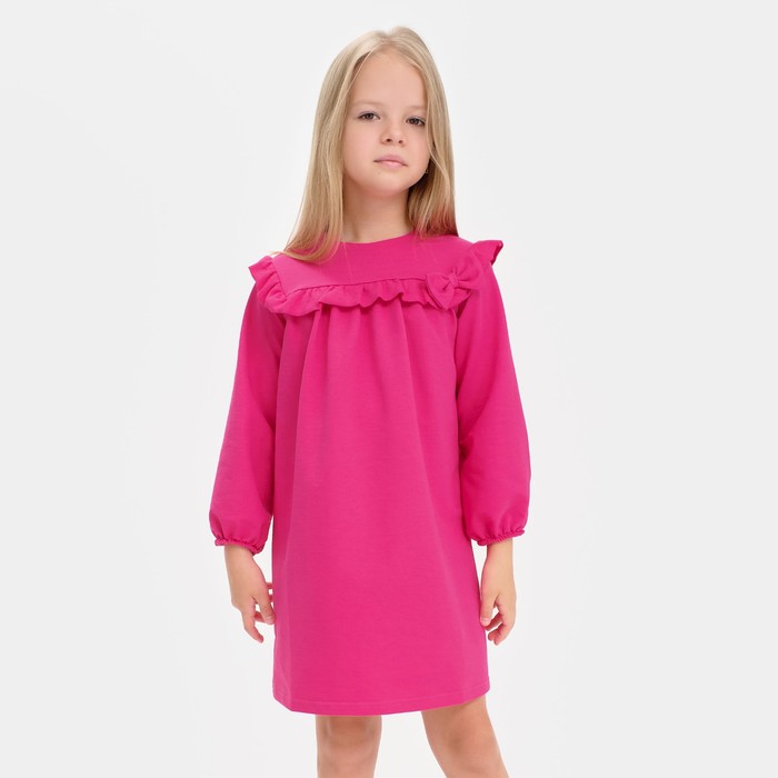 

Платье для девочки с рюшей KAFTAN Basic line, размер 32 (110-116), цвет фуксия, Розовый, с рюшей Basic line-1