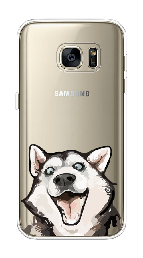 

Чехол Awog на Samsung Galaxy S7 "Радостный хаски", Белый;голубой;черный, 24550-1