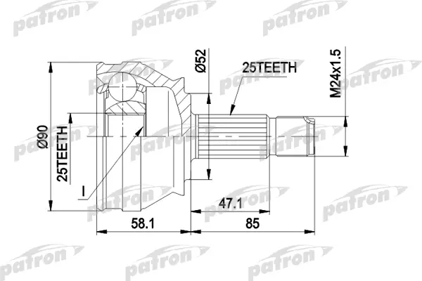 

ШРУС наружн к-кт 25x52x25 LANCIA: DEDRA 1.8/1.9 TD 4.89- PATRON PCV1032