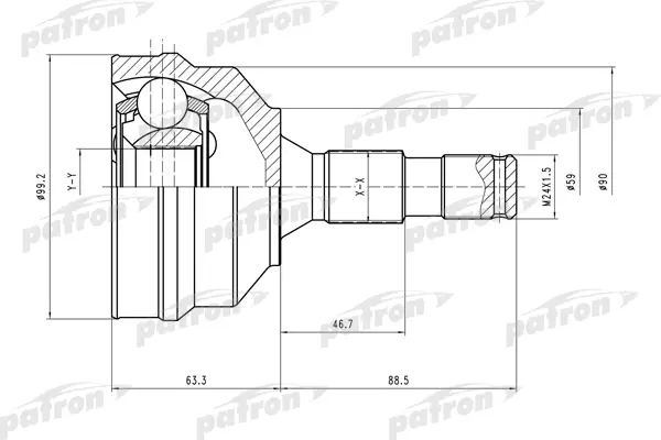 

ШРУС наружн к-кт 25x59x39 CITROEN: C4 04-, Peugeot: 307 00- PATRON PCV1496